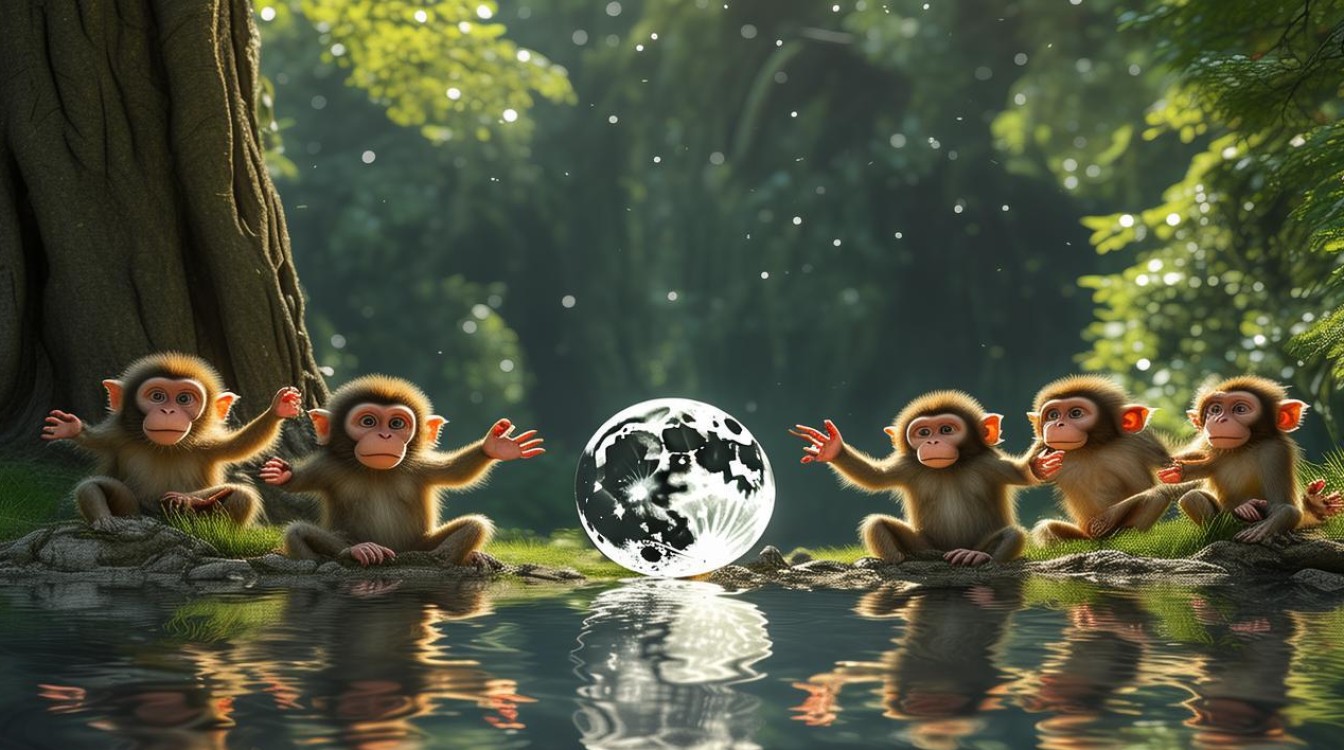 猴子捞月亮 空忙一场