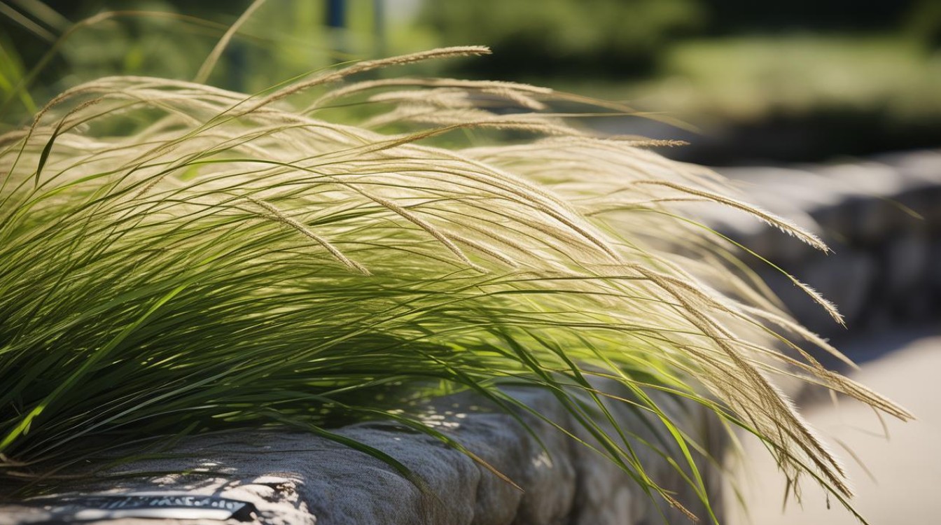 狗尾巴草长在墙头上 随风摇摆