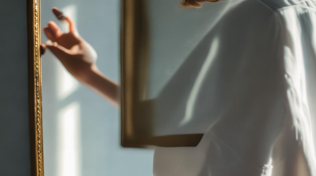 对着镜子摆手 自己走自己的