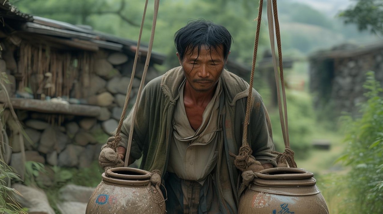 扁担挑水 心挂两头