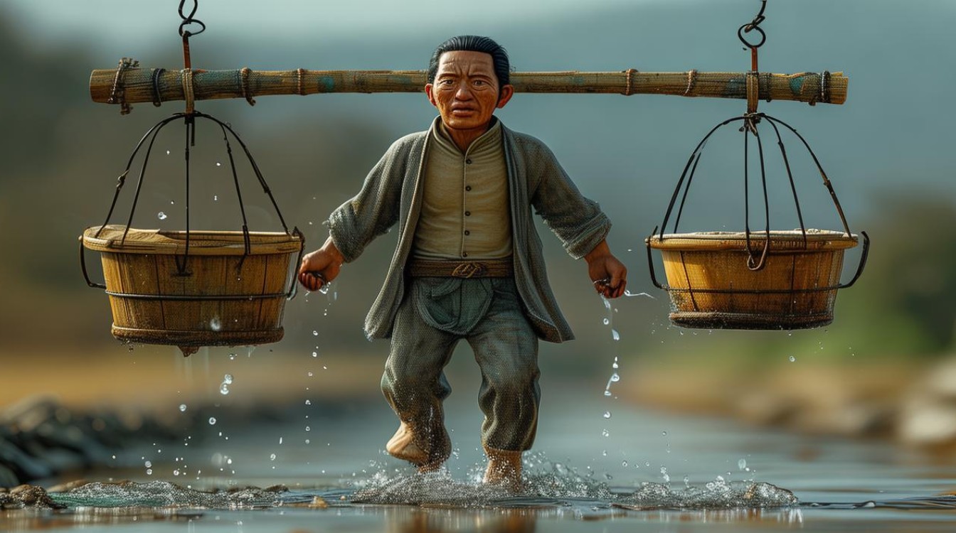 扁担挑水 一心挂了两头