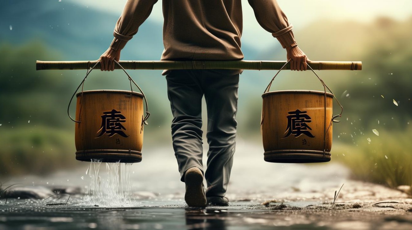 扁担挑水 一心挂了两头