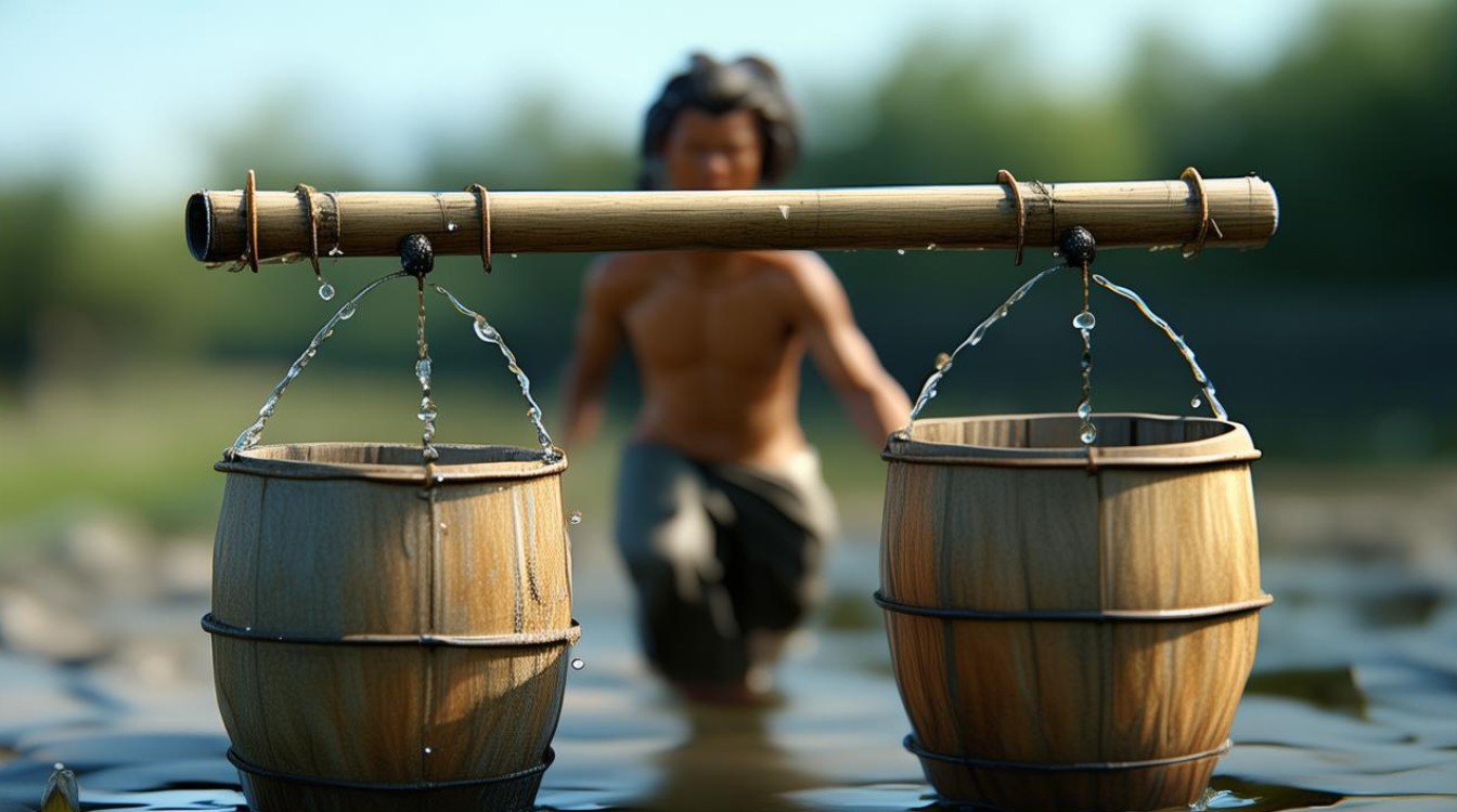 扁担挑水 一心挂了两头