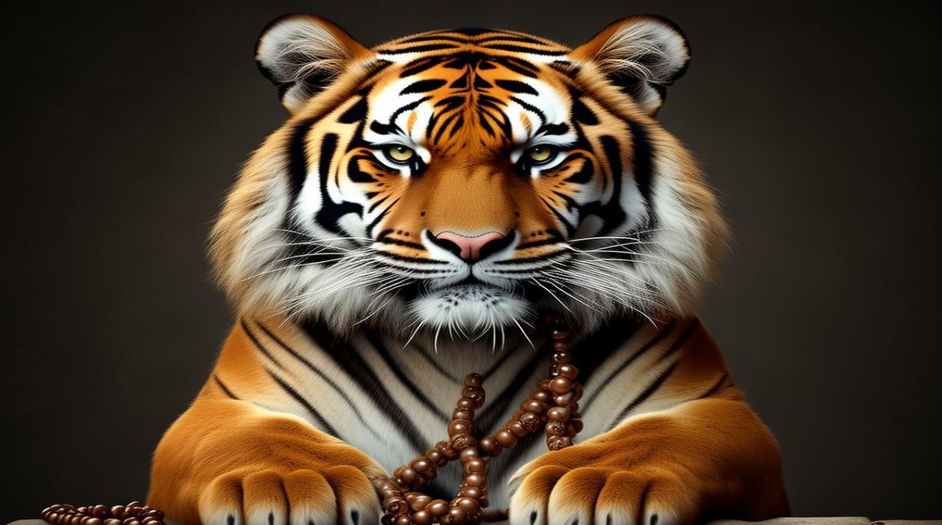 老虎戴念珠 假充善人