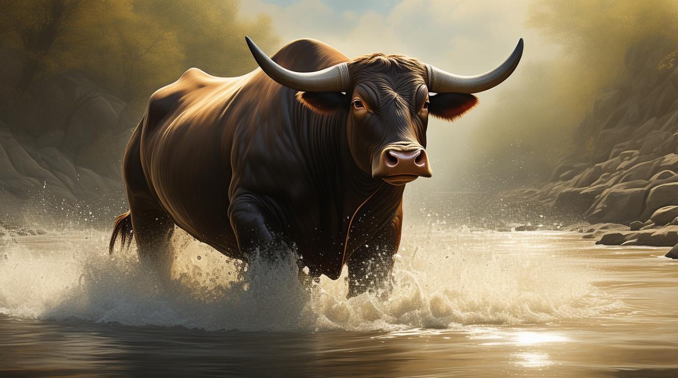 黄牛过河 露头角